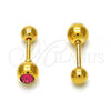 Stainless Steel Stud Earring, with Pink Crystal, Polished, Golden Finish, 02.271.0017.1