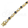 Oro Laminado Tennis Bracelet, Gold Filled Style with Sapphire Blue and White Cubic Zirconia, Polished, Golden Finish, 03.210.0070.4.08