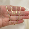 Oro Laminado Basic Necklace, Gold Filled Style Mariner Design, Diamond Cutting Finish, Tricolor, 04.65.0206.24
