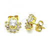 Oro Laminado Stud Earring, Gold Filled Style with White Cubic Zirconia, Polished, Golden Finish, 02.387.0018.5