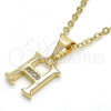 Oro Laminado Fancy Pendant, Gold Filled Style Initials Design, with White Cubic Zirconia, Polished, Golden Finish, 05.26.0020