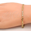 Oro Laminado Basic Bracelet, Gold Filled Style Figaro Design, Polished, Golden Finish, 5.222.016.07