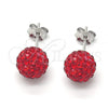 Sterling Silver Stud Earring, with Garnet Crystal, Polished, Rhodium Finish, 02.332.0042.5