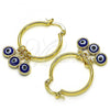 Oro Laminado Small Hoop, Gold Filled Style Evil Eye Design, Blue Resin Finish, Golden Finish, 02.63.2749.1.25