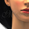 Stainless Steel Stud Earring, with Blue Topaz Crystal, Polished, Golden Finish, 02.271.0017.3