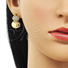 Oro Laminado Stud Earring, Gold Filled Style with White Micro Pave, Polished, Golden Finish, 02.341.0191