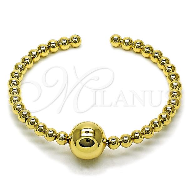 Oro Laminado Individual Bangle, Gold Filled Style Ball and Hollow Design, Polished, Golden Finish, 07.282.0008