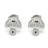 Sterling Silver Stud Earring, with White Cubic Zirconia, Polished, Rhodium Finish, 02.336.0053