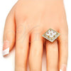 Oro Laminado Multi Stone Ring, Gold Filled Style with White Cubic Zirconia, Polished, Golden Finish, 01.210.0056.08 (Size 8)