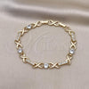 Oro Laminado Fancy Bracelet, Gold Filled Style Infinite Design, with White Cubic Zirconia, Polished, Golden Finish, 03.196.0010.08