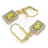 Oro Laminado Dangle Earring, Gold Filled Style with Yellow and White Crystal, Polished, Golden Finish, 02.122.0117.4