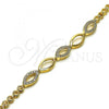 Oro Laminado Fancy Bracelet, Gold Filled Style with White Micro Pave, Polished, Golden Finish, 03.283.0124.07