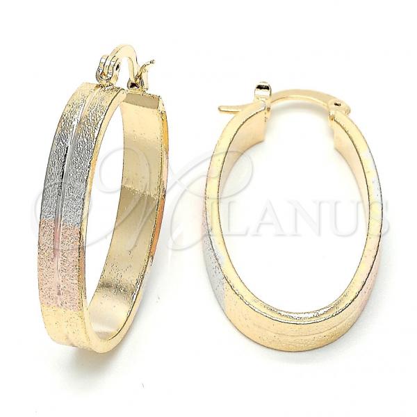 Oro Laminado Medium Hoop, Gold Filled Style Matte Finish, Tricolor, 02.168.0006.1