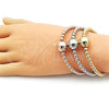 Oro Laminado Trio Bangle, Gold Filled Style Ball and Hollow Design, Polished, Tricolor, 07.282.0031