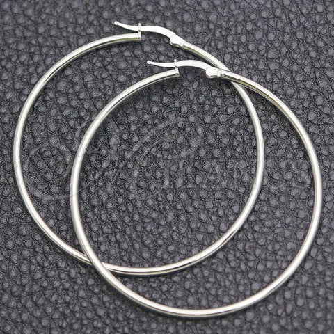 Sterling Silver Medium Hoop, Hollow Design, Polished, Silver Finish, 02.389.0186.50