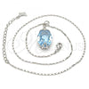 Rhodium Plated Pendant Necklace, Pave Mariner Design, with Aquamarine Swarovski Crystals, Polished, Rhodium Finish, 04.239.0025.2.16