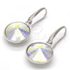 Rhodium Plated Dangle Earring, with Aurore Boreale Swarovski Crystals, Polished, Rhodium Finish, 02.239.0001.4