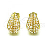 Oro Laminado Stud Earring, Gold Filled Style Leaf Design, with Ivory Pearl, Polished, Golden Finish, 02.379.0057