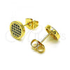 Oro Laminado Stud Earring, Gold Filled Style with Green Micro Pave, Polished, Golden Finish, 02.344.0125.2