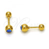 Stainless Steel Stud Earring, with Blue Topaz Crystal, Polished, Golden Finish, 02.271.0017.3