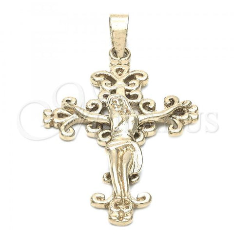 Oro Laminado Religious Pendant, Gold Filled Style Crucifix Design, Golden Finish, 5.188.013