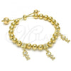 Oro Laminado Adjustable Bolo Bracelet, Gold Filled Style Little Girl Design, Polished, Golden Finish, 03.63.2005.08