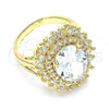 Oro Laminado Multi Stone Ring, Gold Filled Style with White Cubic Zirconia, Polished, Golden Finish, 01.346.0021.07