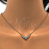 Oro Laminado Pendant Necklace, Gold Filled Style with Aqua Blue and White Cubic Zirconia, Polished, Golden Finish, 04.213.0035.2.16