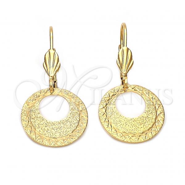 Oro Laminado Dangle Earring, Gold Filled Style Matte Finish, Golden Finish, 5.121.013