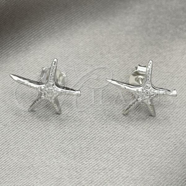 Sterling Silver Stud Earring, Star Design, Polished, Silver Finish, 02.392.0017