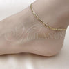 Oro Laminado Basic Anklet, Gold Filled Style Figaro Design, Polished, Golden Finish, 04.213.0110.10
