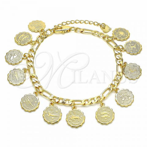Oro Laminado Charm Bracelet, Gold Filled Style Polished, Golden Finish, 03.351.0069.08