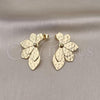 Oro Laminado Stud Earring, Gold Filled Style Flower Design, Polished, Golden Finish, 02.385.0020