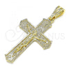 Oro Laminado Religious Pendant, Gold Filled Style Crucifix Design, Polished, Golden Finish, 05.351.0158.1