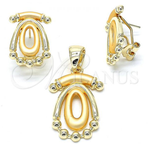 Oro Laminado Earring and Pendant Adult Set, Gold Filled Style Polished, Golden Finish, 10.59.0129