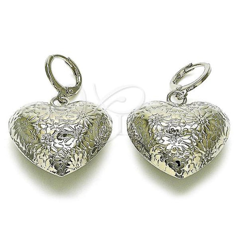 Rhodium Plated Dangle Earring, Chunky and Hollow Design, Polished, Rhodium Finish, 02.196.0170