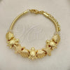 Oro Laminado Fancy Bracelet, Gold Filled Style Turtle and Shell Design, Polished, Golden Finish, 03.63.2260.07