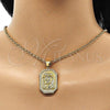 Oro Laminado Religious Pendant, Gold Filled Style Jesus Design, with White Micro Pave, Polished, Golden Finish, 05.342.0110
