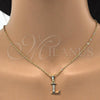 Oro Laminado Fancy Pendant, Gold Filled Style Initials Design, with White Cubic Zirconia, Polished, Golden Finish, 05.26.0024