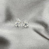 Sterling Silver Stud Earring, Flower Design, White Enamel Finish, Silver Finish, 02.406.0005.03