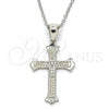 Sterling Silver Pendant Necklace, Cross Design, with White Micro Pave, Polished, Rhodium Finish, 04.336.0117.16