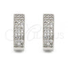 Sterling Silver Huggie Hoop, with White Micro Pave, Polished, Rhodium Finish, 02.175.0041.10