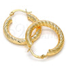 Oro Laminado Small Hoop, Gold Filled Style Hollow Design, Diamond Cutting Finish, Golden Finish, 5.139.011.25