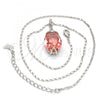 Rhodium Plated Pendant Necklace, Pave Mariner Design, with Rose Peach Swarovski Crystals, Polished, Rhodium Finish, 04.239.0025.16