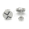 Sterling Silver Stud Earring, with Black and White Micro Pave, Polished, Rhodium Finish, 02.186.0077