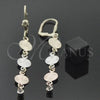 Oro Laminado Long Earring, Gold Filled Style with White Cubic Zirconia, Diamond Cutting Finish, Tricolor, 5.096.012