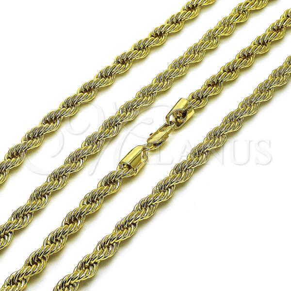 Oro Laminado Basic Necklace, Gold Filled Style Rope Design, Polished, Golden Finish, 04.213.0206.20