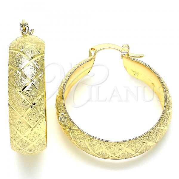 Oro Laminado Medium Hoop, Gold Filled Style Matte Finish, Golden Finish, 02.170.0335.30