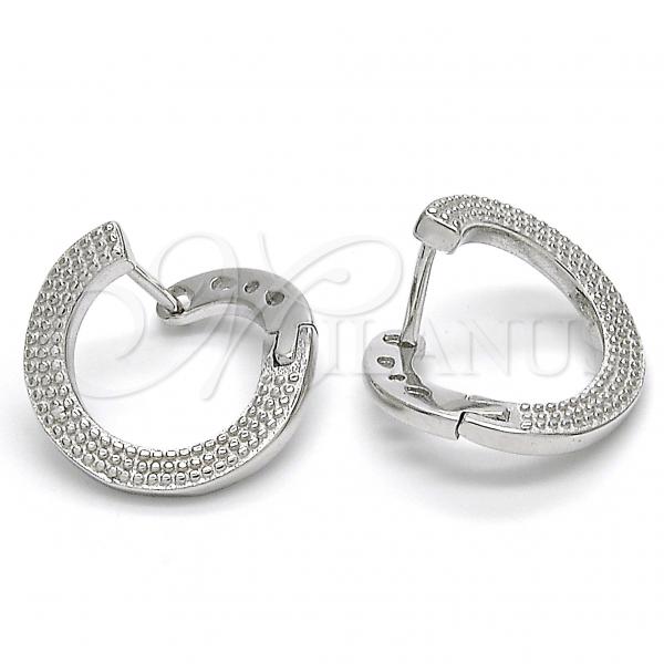 Sterling Silver Huggie Hoop, Polished, Rhodium Finish, 02.186.0137.1.15