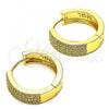 Oro Laminado Huggie Hoop, Gold Filled Style with White Micro Pave, Polished, Golden Finish, 02.195.0072.25